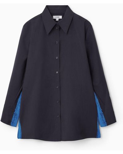 COS Oversized Painted Wool Shirt - Blue