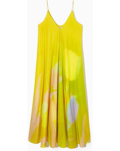 COS Printed Silk-blend Maxi Dress - Yellow