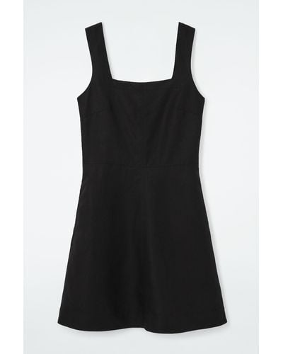 COS Square-neck Mini Pinafore Dress - Black