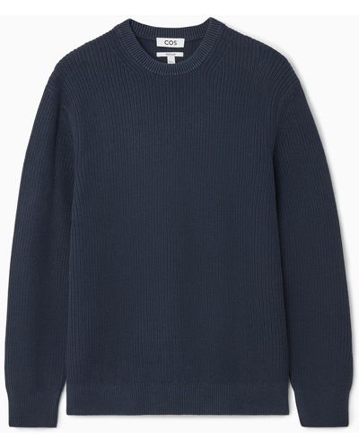 COS Stone-washed Knitted Sweater - Blue