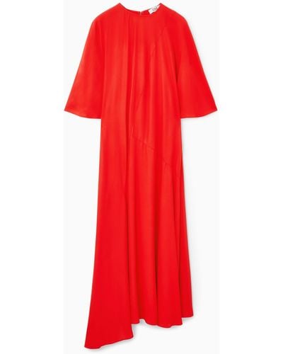 COS Asymmetric Draped Midi Dress - Red