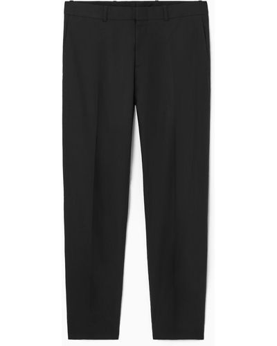 COS Tailored Twill Trousers - Straight - Black