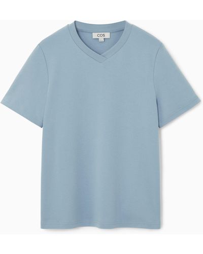 COS Boxy V-neck T-shirt - Blue