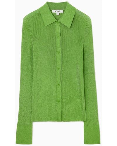 COS Sparkly Ribbed-knit Shirt - Green