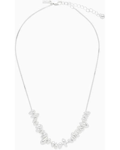 COS Beaded Box Chain Necklace - White