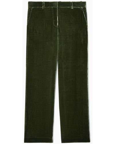 COS Silk-blend Velvet Straight-leg Pants - Green