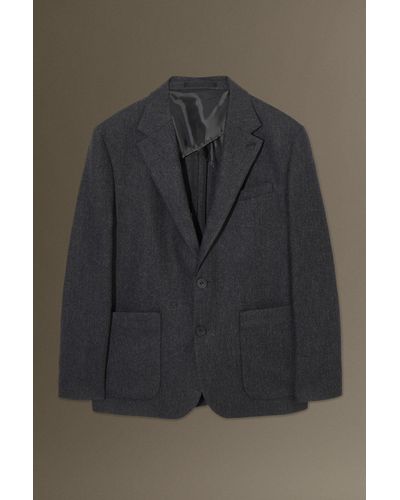 COS Herringbone Wool Blazer - Regular - Grey