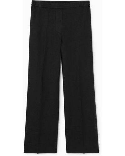 COS Wide-leg Tailored Linen Trousers - Black