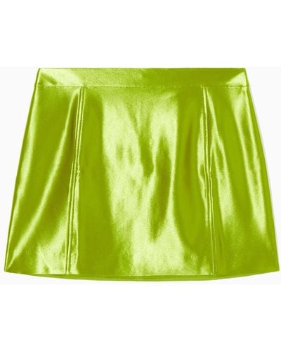 COS High-shine Satin Mini Skirt - Green
