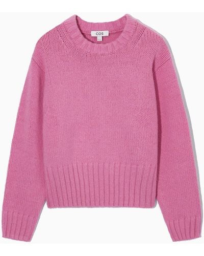 COS Relaxed-fit Cropped Wool-blend Jumper - Pink