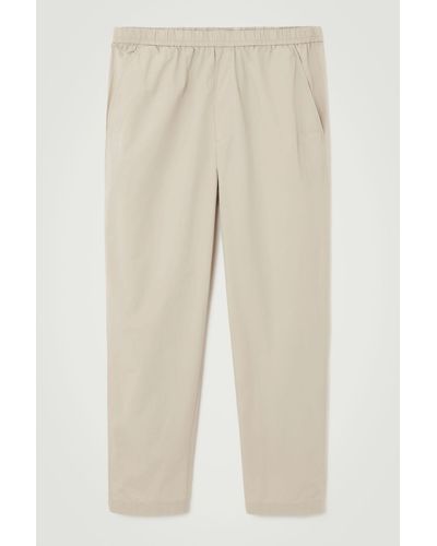 COS Tapered Poplin Pull-on Pants - Natural
