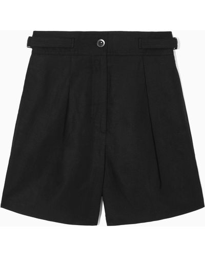 COS Pleated Linen-blend Utility Shorts - Black