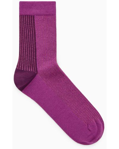 COS Two-tone Sparkly Ribbed Socks - Purple