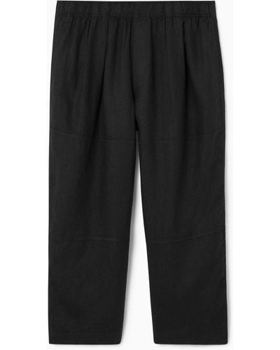 COS Cropped Wide-leg Linen Pants - Black
