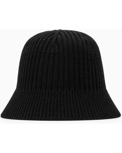 COS Ribbed Merino Wool Bucket Hat - Black