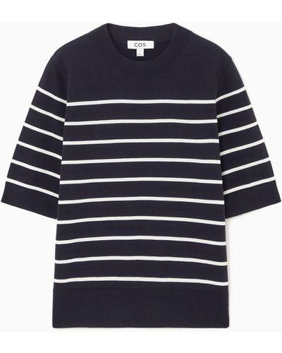 COS Short-sleeve Knitted T-shirt - Blue