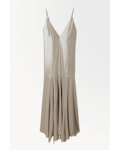 COS The Metallic Flared Slip Dress - White
