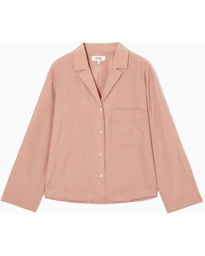 COS Striped Silk-blend Pyjama Shirt - Pink