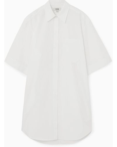COS Oversized Poplin Mini Shirt Dress - White