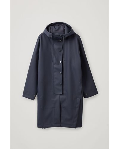 COS Waterproof Hooded Raincoat - Blue