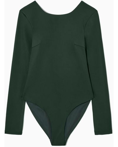 COS Open-back Long-sleeved Swimsuit - Green