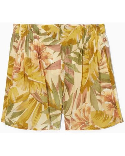 COS Shorts Aus Seide Mit Floralem Print - Mettallic
