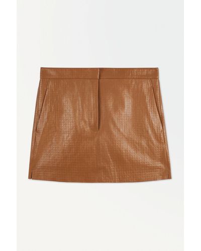 COS The Embossed-leather Mini Skirt - Brown