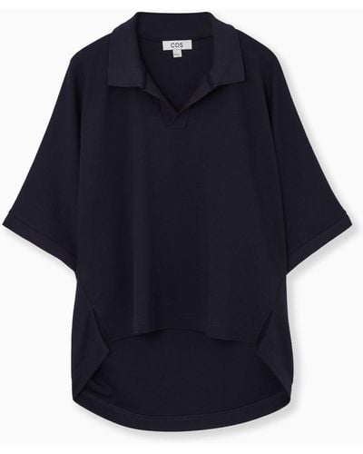 COS Open-collar Polo Shirt - Blue