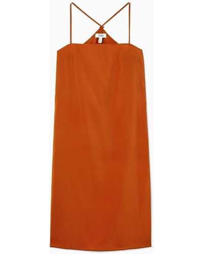 COS Drawstring Midi Slip Dress - Orange