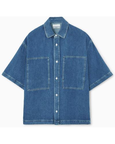 COS Oversized-jeanshemd Mit Kurzen Ärmeln - Blau