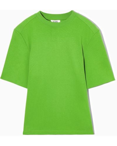 COS Power-shoulder Waisted T-shirt - Green