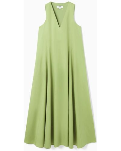 COS Voluminous V-neck Maxi Dress - Green