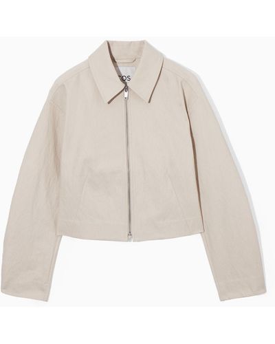 COS Cropped Waisted Jacket - Natural