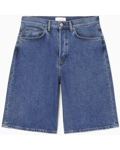 COS Longline Denim Shorts - Blue