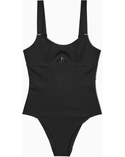 COS Cut-out Scoop-neck Swimsuit - Black