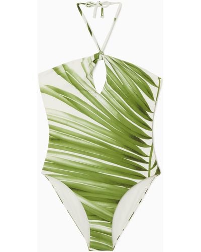 COS Halterneck Cutout Swimsuit - Green
