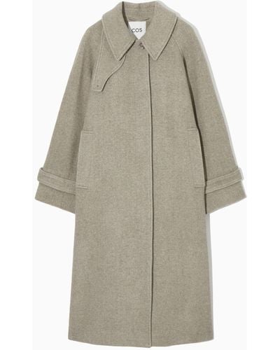 COS Oversized Rounded Wool Coat - Natural