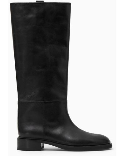COS Leather Riding Boots - Black