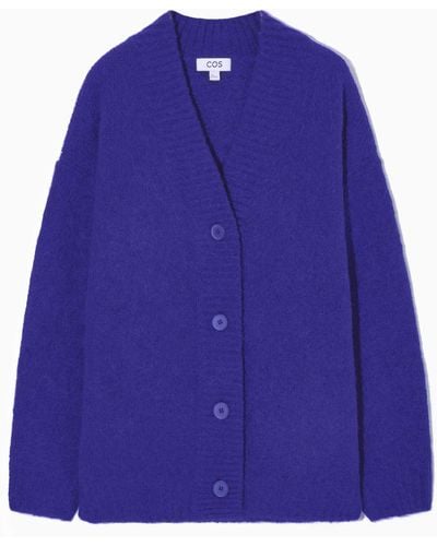 COS Oversized V-neck Alpaca-blend Cardigan - Blue