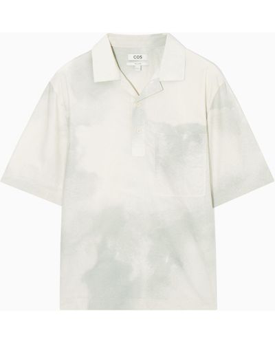 COS Printed Half-placket Short-sleeved Shirt - White