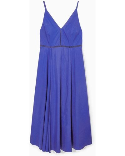 COS V-neck Midi Slip Dress - Blue