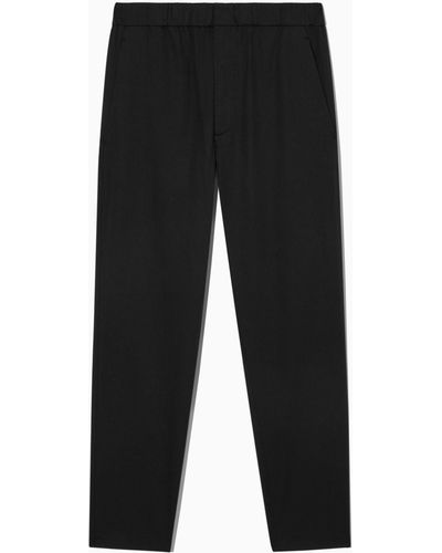 COS Elasticated Tapered Twill Pants - Black