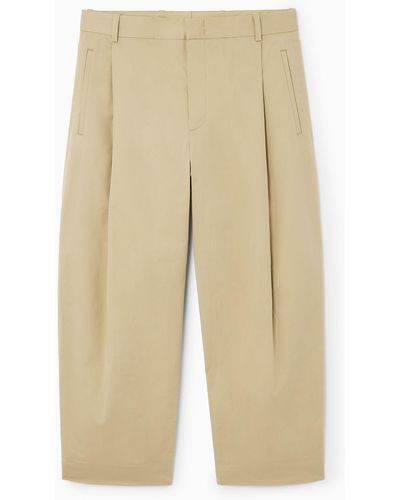 COS Pleated Tapered Trousers - Natural
