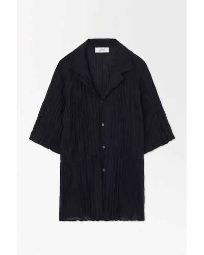 COS The Crinkled Wool Resort Shirt - Blue
