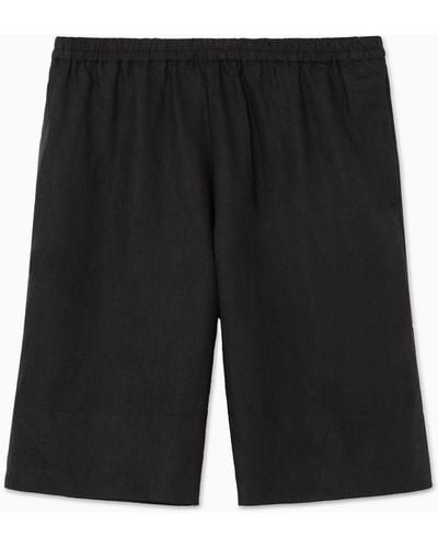 COS Elasticated Linen Shorts - Black