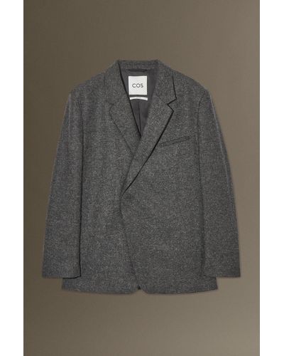 COS Asymmetric Brushed-wool Blazer - Relaxed - Grey