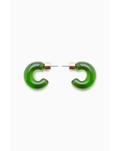 COS Chunky Glass Hoop Earrings - Green