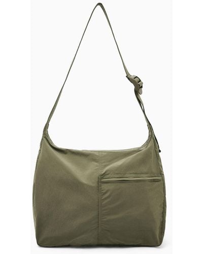 COS Slouchy Nylon Messenger Bag - Green