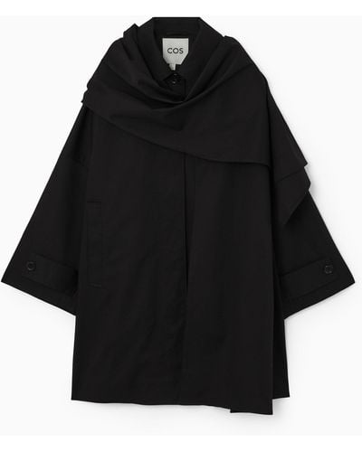 COS Oversized Scarf-detail Trench Coat - Black
