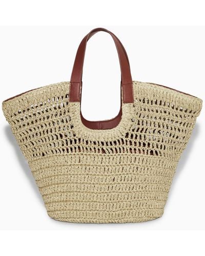 COS Leather-trimmed Basket Bag - Natural